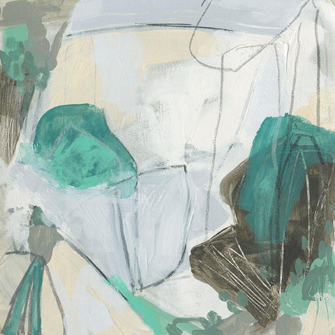 Aqua Puzzle II Black Modern Wood Framed Art Print by Vess, June Erica