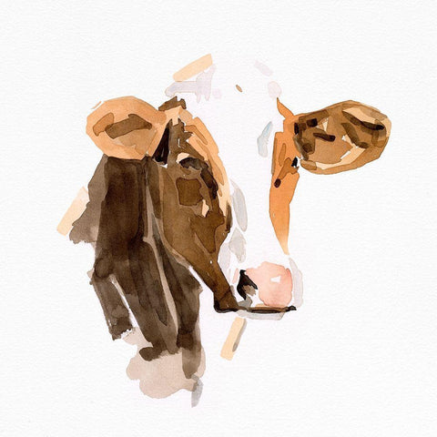 Watercolor Bovine IV Gold Ornate Wood Framed Art Print with Double Matting by Caroline, Emma