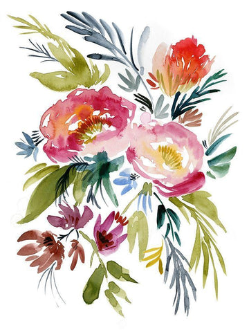 Jeweled Bouquet I White Modern Wood Framed Art Print with Double Matting by Goldberger, Jennifer