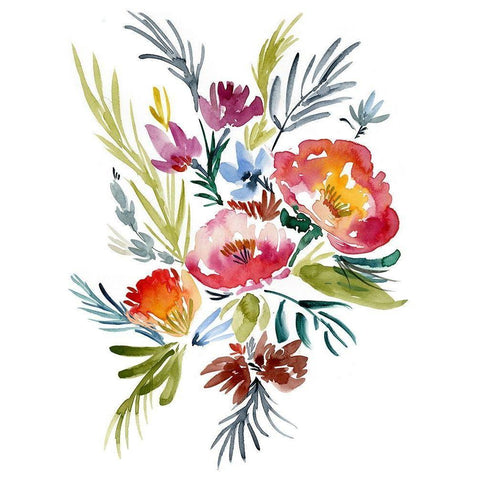 Jeweled Bouquet II White Modern Wood Framed Art Print by Goldberger, Jennifer