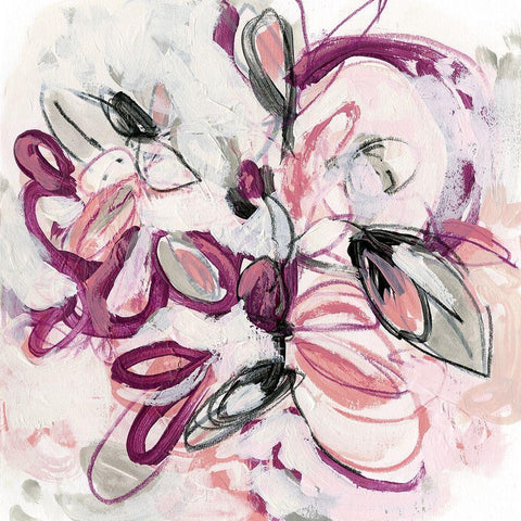 Fuchsia Floral I White Modern Wood Framed Art Print with Double Matting by Vess, June Erica