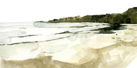 Simple Watercolor Coast I Black Ornate Wood Framed Art Print with Double Matting by Caroline, Emma
