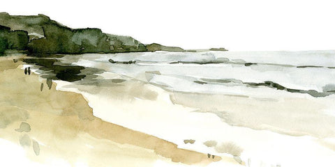 Simple Watercolor Coast II Black Ornate Wood Framed Art Print with Double Matting by Caroline, Emma