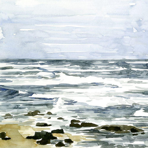 Loose Seascape I White Modern Wood Framed Art Print by Caroline, Emma