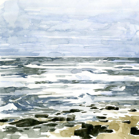Loose Seascape II White Modern Wood Framed Art Print by Caroline, Emma