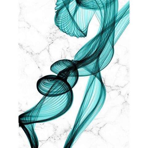 Teal Ribbons II White Modern Wood Framed Art Print by Orlov, Irena