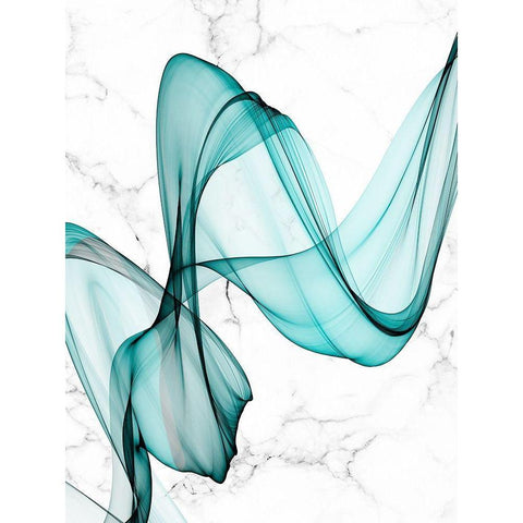 Teal Ribbons III White Modern Wood Framed Art Print by Orlov, Irena