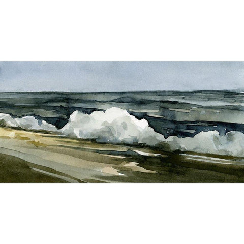 Loose Watercolor Waves I Gold Ornate Wood Framed Art Print with Double Matting by Caroline, Emma