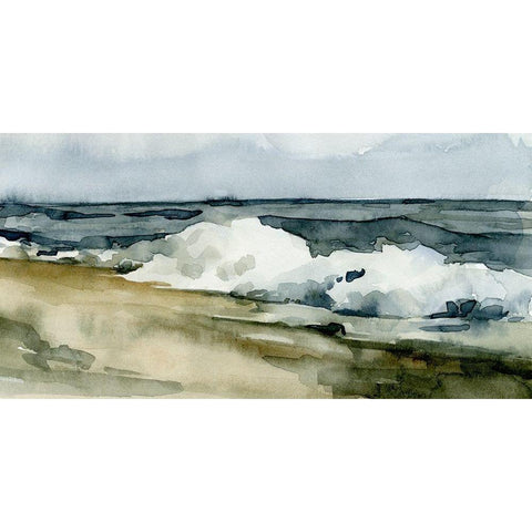 Loose Watercolor Waves II Gold Ornate Wood Framed Art Print with Double Matting by Caroline, Emma