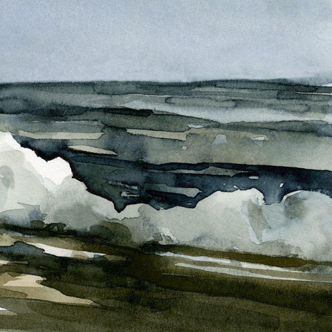 Loose Watercolor Waves III Black Modern Wood Framed Art Print by Caroline, Emma