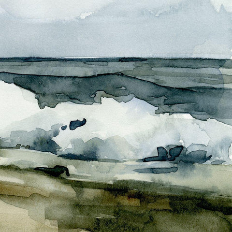 Loose Watercolor Waves VI White Modern Wood Framed Art Print with Double Matting by Caroline, Emma