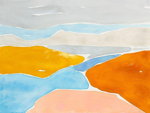 Luminous Coastline I White Modern Wood Framed Art Print with Double Matting by Delamater, Rob