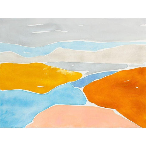 Luminous Coastline I Black Modern Wood Framed Art Print with Double Matting by Delamater, Rob