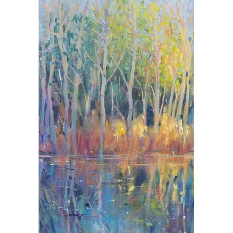 Reflected Trees II Black Modern Wood Framed Art Print with Double Matting by OToole, Tim