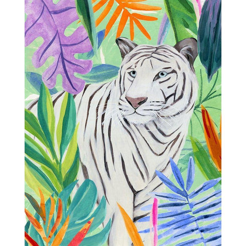 Tropic Tiger II Black Modern Wood Framed Art Print with Double Matting by Warren, Annie