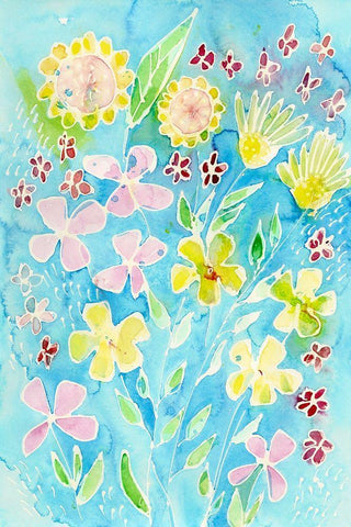 Snappy Floral II White Modern Wood Framed Art Print with Double Matting by Moore, Regina