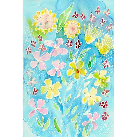 Snappy Floral II Black Modern Wood Framed Art Print with Double Matting by Moore, Regina