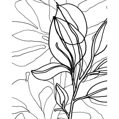 Tropical Lines I Black Modern Wood Framed Art Print with Double Matting by Vess, June Erica