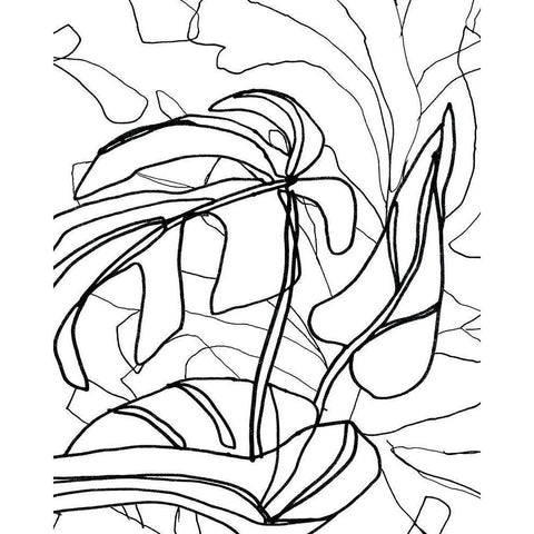 Tropical Lines II Black Modern Wood Framed Art Print by Vess, June Erica