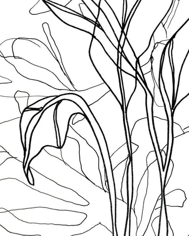 Tropical Lines IV Black Ornate Wood Framed Art Print with Double Matting by Vess, June Erica