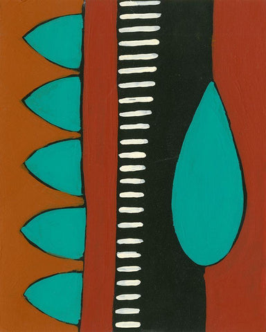 Rust and Teal Patterns I White Modern Wood Framed Art Print with Double Matting by Moore, Regina