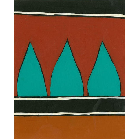 Rust and Teal Patterns II White Modern Wood Framed Art Print by Moore, Regina