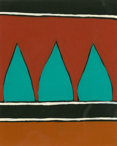 Rust and Teal Patterns II White Modern Wood Framed Art Print with Double Matting by Moore, Regina