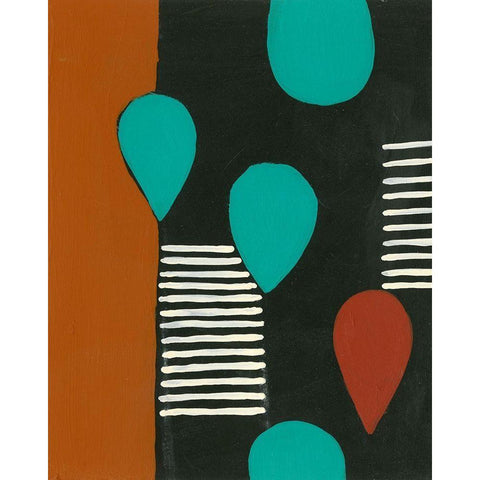 Rust and Teal Patterns III White Modern Wood Framed Art Print by Moore, Regina