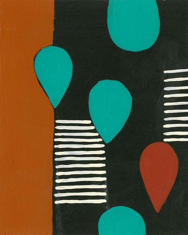 Rust and Teal Patterns III White Modern Wood Framed Art Print with Double Matting by Moore, Regina