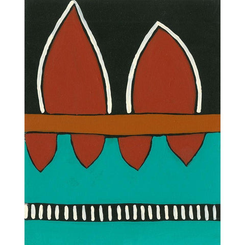 Rust and Teal Patterns IV White Modern Wood Framed Art Print by Moore, Regina