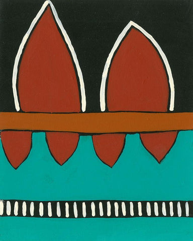 Rust and Teal Patterns IV White Modern Wood Framed Art Print with Double Matting by Moore, Regina