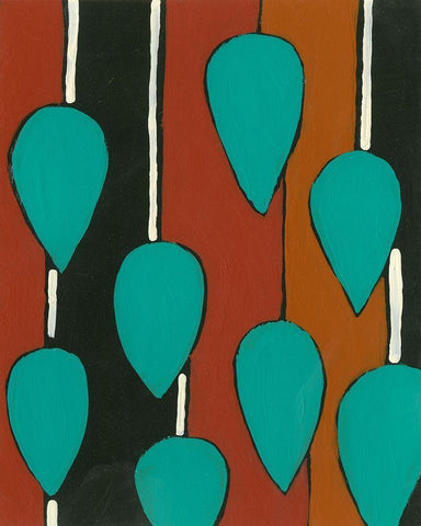 Rust and Teal Patterns V White Modern Wood Framed Art Print with Double Matting by Moore, Regina