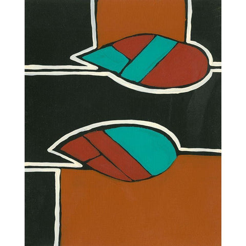 Rust and Teal Patterns VI Black Modern Wood Framed Art Print with Double Matting by Moore, Regina