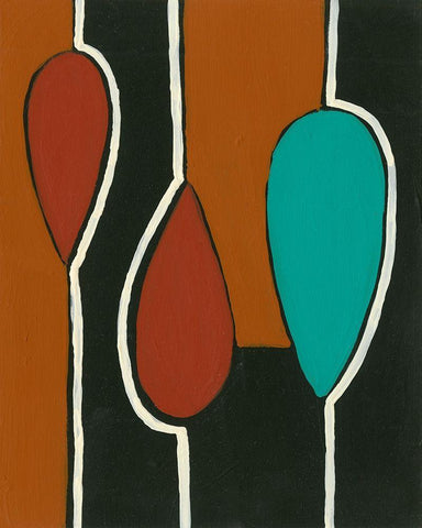 Rust and Teal Patterns VII Black Ornate Wood Framed Art Print with Double Matting by Moore, Regina