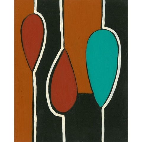 Rust and Teal Patterns VII White Modern Wood Framed Art Print by Moore, Regina