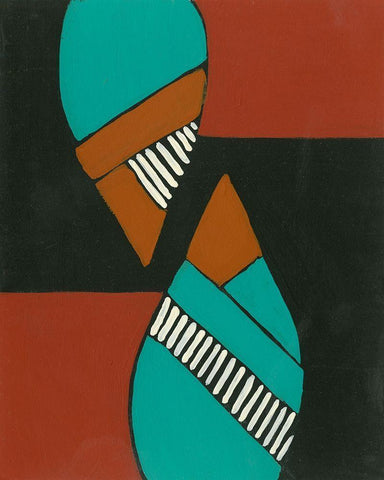 Rust and Teal Patterns VIII Black Ornate Wood Framed Art Print with Double Matting by Moore, Regina