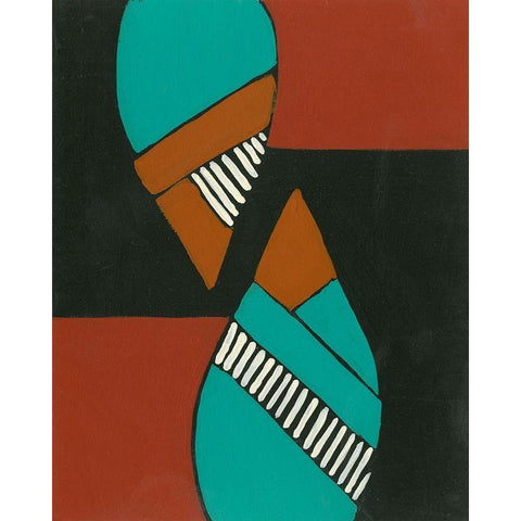 Rust and Teal Patterns VIII White Modern Wood Framed Art Print by Moore, Regina