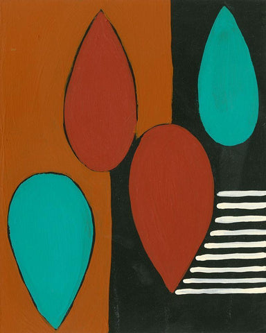 Rust and Teal Patterns IX Black Ornate Wood Framed Art Print with Double Matting by Moore, Regina