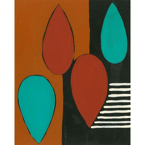 Rust and Teal Patterns IX Black Modern Wood Framed Art Print with Double Matting by Moore, Regina
