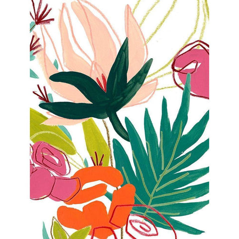 Tropical Confetti I Black Modern Wood Framed Art Print with Double Matting by Vess, June Erica