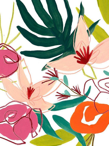 Tropical Confetti II White Modern Wood Framed Art Print with Double Matting by Vess, June Erica