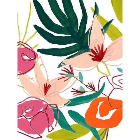 Tropical Confetti II Black Modern Wood Framed Art Print by Vess, June Erica