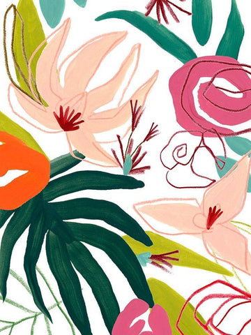 Tropical Confetti III Black Ornate Wood Framed Art Print with Double Matting by Vess, June Erica