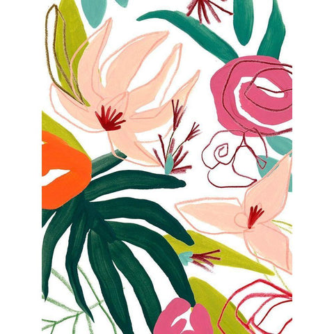 Tropical Confetti III White Modern Wood Framed Art Print by Vess, June Erica