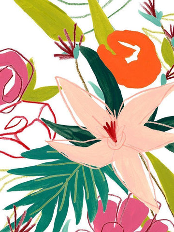 Tropical Confetti IV White Modern Wood Framed Art Print with Double Matting by Vess, June Erica