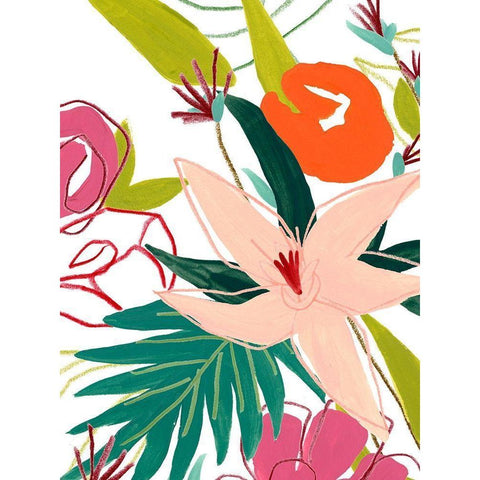 Tropical Confetti IV Black Modern Wood Framed Art Print with Double Matting by Vess, June Erica