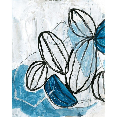 Blue Lanterns I Black Modern Wood Framed Art Print by Vess, June Erica