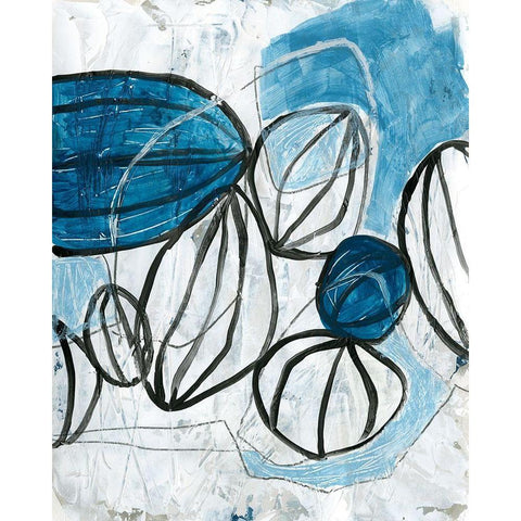 Blue Lanterns II Black Modern Wood Framed Art Print by Vess, June Erica