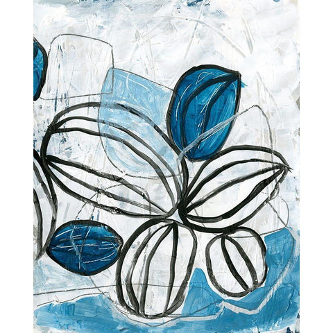 Blue Lanterns IV Black Modern Wood Framed Art Print with Double Matting by Vess, June Erica