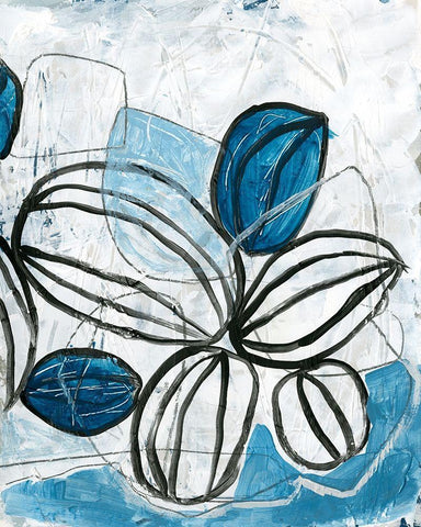 Blue Lanterns IV White Modern Wood Framed Art Print with Double Matting by Vess, June Erica